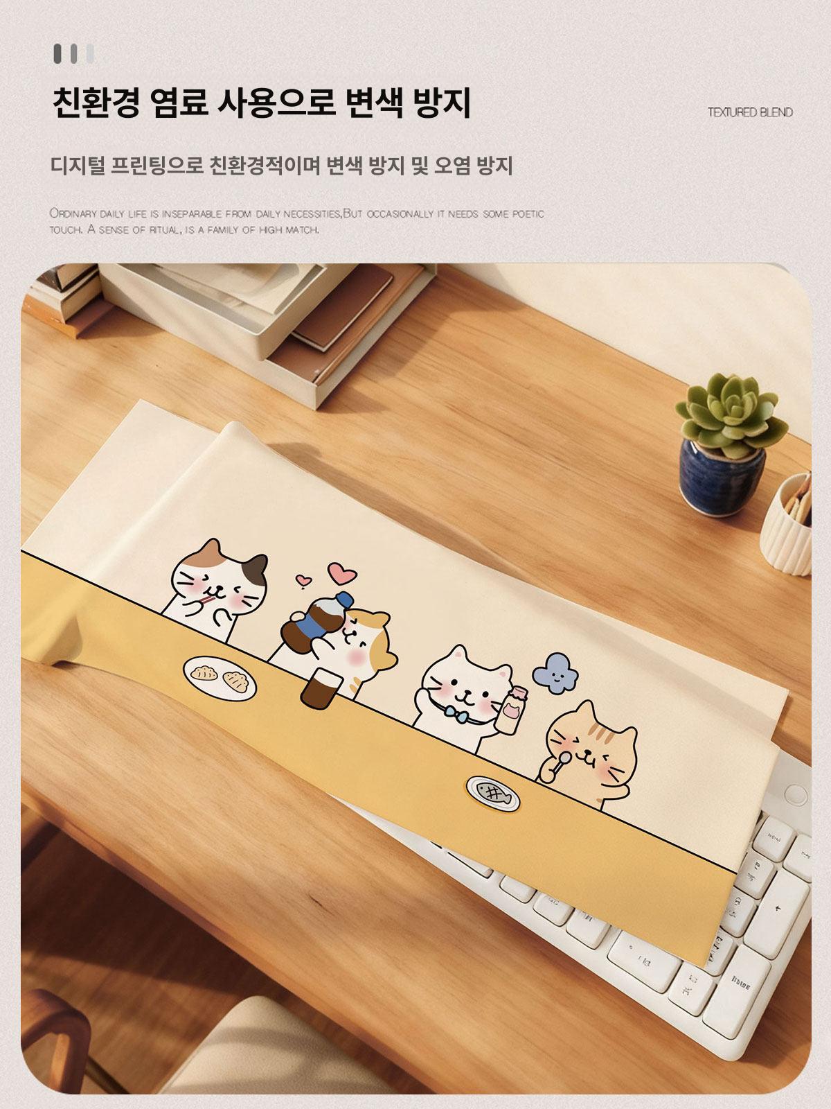 블랙앤화이트캣 키보드덮개천 세탁 방어 컴퓨터 커버 키보드보호덮개 가능 데스크탑 - 상세 이미지 4