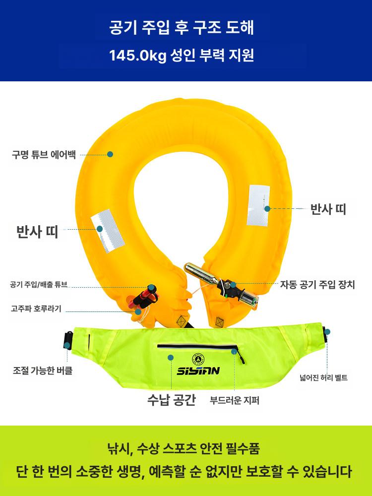 부력 허리구명복 허리벨트형 구명벨트 허리용 신형 베이직 낚시구명조끼 낚시조끼 - 상세 이미지 2
