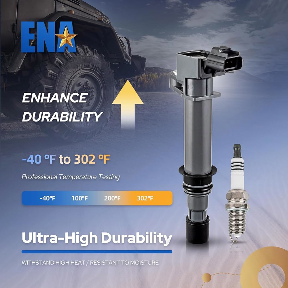 ENA 팩 6 UF270 점화 코일 및 4504 스파크 플러그 3.7 V6 2002 2003 2004 2005 2006 2007 2008 닷지 지프 미쓰비시 리버티 그랜드 체로키 - 상세 이미지 3