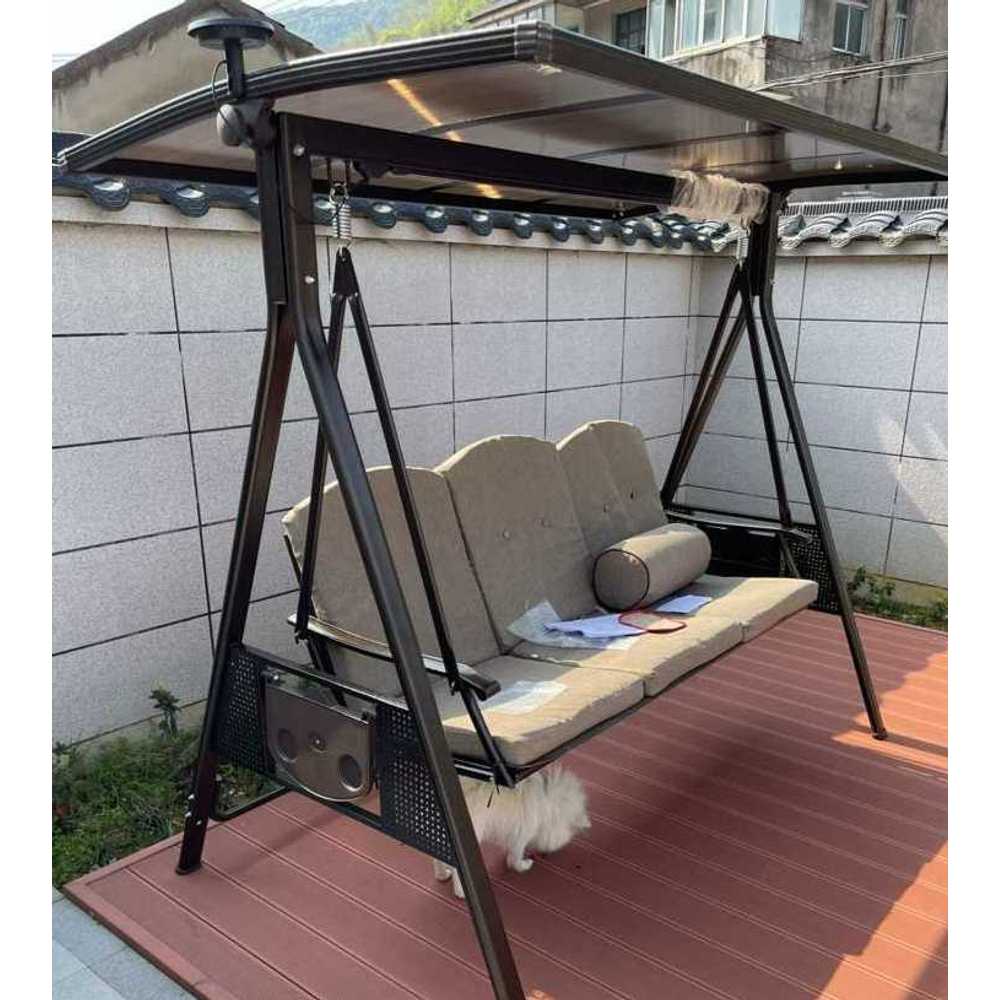 팬션 마당 벤치 테라스 원형 방부목 정원그네 로프 흔들그네의자 야외그네의자 - 상품 이미지
