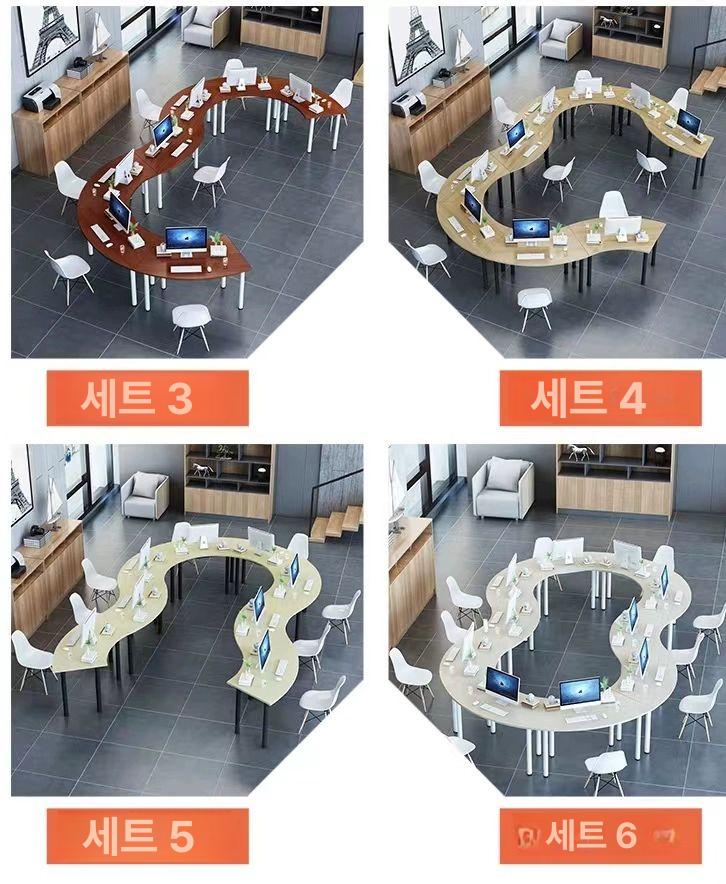 육각형 책상 미술학원 사무실 공부방 사다리꼴 교습소 스터디 그룹 토의 사이즈 - 상세 이미지 4