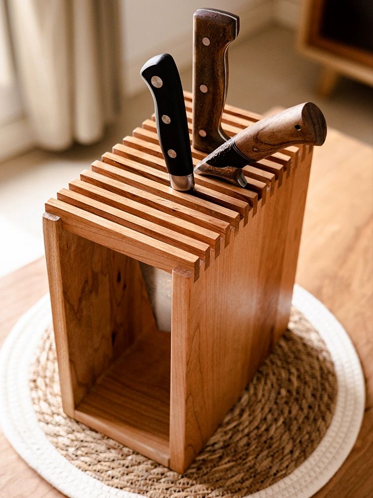 원목 칼꽂이 대형칼 체리 함 보관 칼거치대 블랙호두나무 집 꽂이 식당 칼블럭 칼걸이 홀더 - 상세 이미지 2