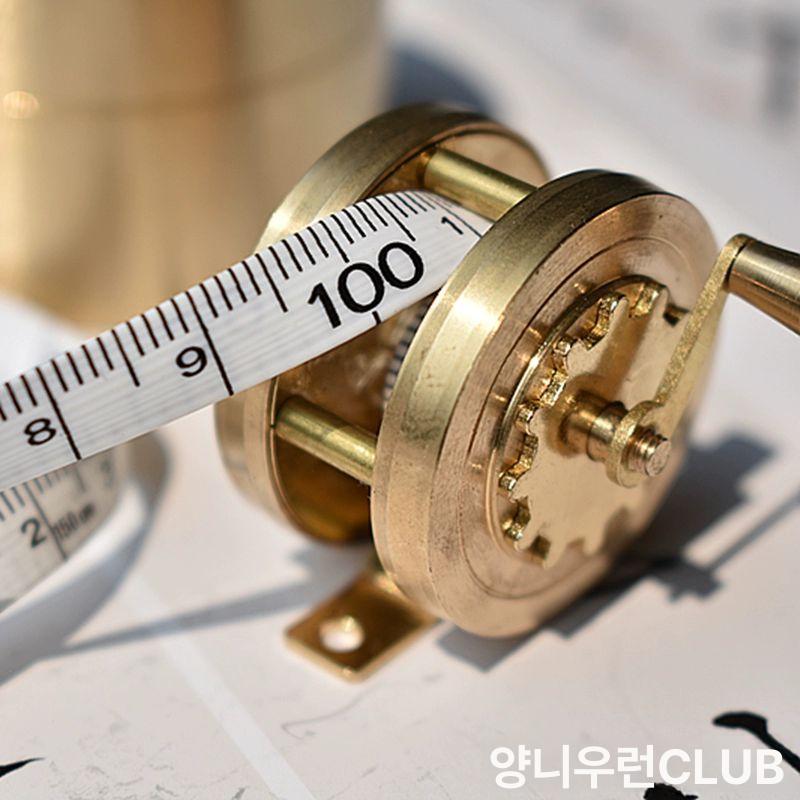엔틱 줄자 구리 레트로 소품 앤틱 자 릴 측정 클립 미니 재봉 도구 빈티지 황동 겸용 - 상세 이미지 5