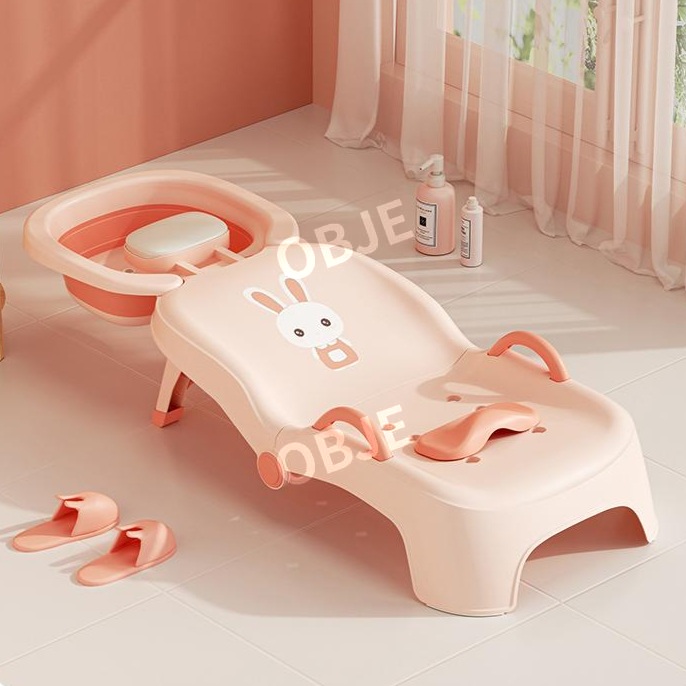 소프트 쿠션 유아 머리감기는 의자 샴푸의자 어린이 헤어 샴푸침대 접이식 머리 받침 성장 맞춤 - 상품 이미지