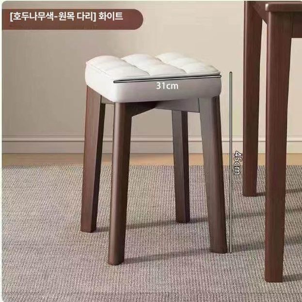 원목 화장대 의자 낮은 높이 조절 침실 보조 스툴 엔틱 감성 미니 원형 - 상세 이미지 3