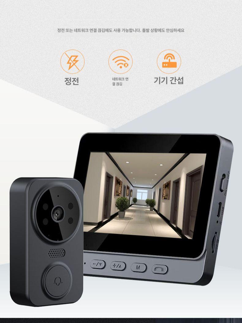 현관 무선초인종 양방향 화상 통화 자가 홈보안 초소형 실외기 초인종 - 상세 이미지 3