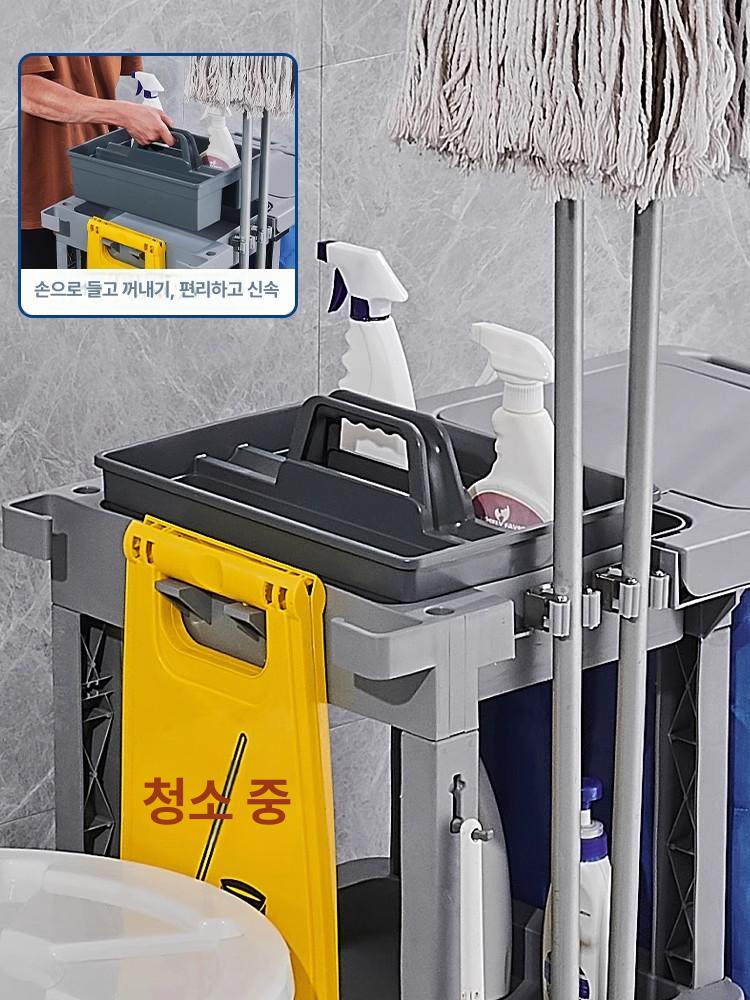 호텔 청소카트 쓰레기수거카 생활미화용품 수레 클리닝 트롤리 업소용 운반카 청소용 - 상세 이미지 2