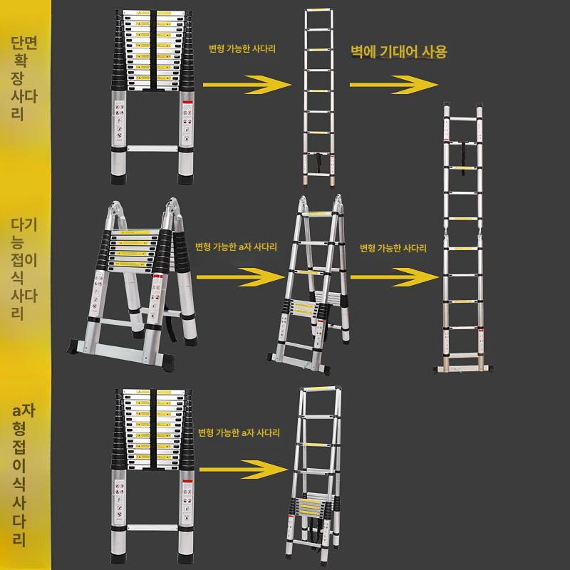 계단 접이식사다리 가정용사다리 다용도 다목적 광폭발판 실내용 알루미늄사다리 간이 - 상세 이미지 5
