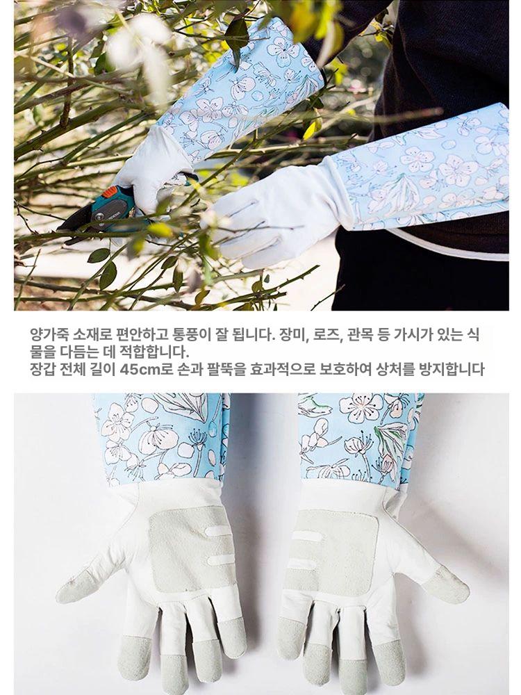 장미 손질장갑 가시보호용 정원 보호용 손질 작업 가죽 가드닝 가지치기 원예용 통기성 - 상세 이미지 3