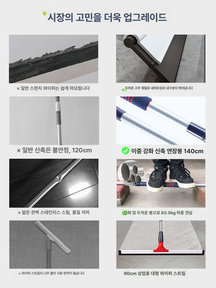 스크래퍼 바닥닦이 업소용 유리창닦이 와이퍼 물기 청소용 스퀴지 외벽 스퀴즈 - 상세 이미지 4