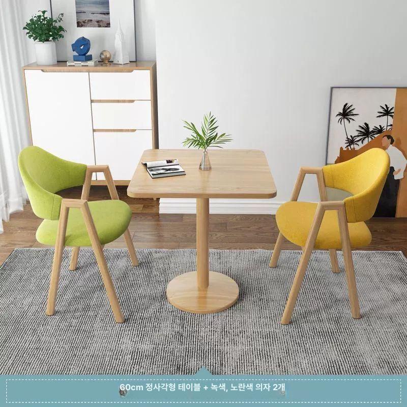2인 티테이블 카페 사각 골드스틸 테이블 탁자 데코 인테리어 핸즈 커피숍 블랙스틸 원목 - 상세 이미지 3