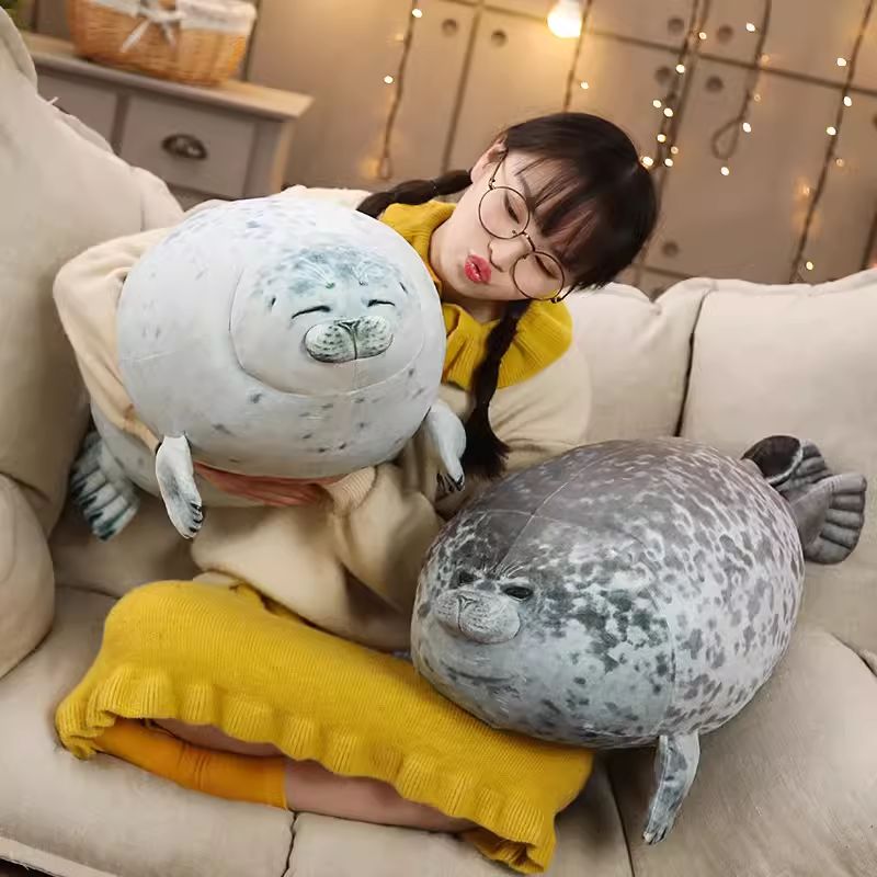 대형 바다표범인형 부드러운 쿠션 애착인형 귀여운 선물 하프 봉제 씰 물개인형 - 상세 이미지 4