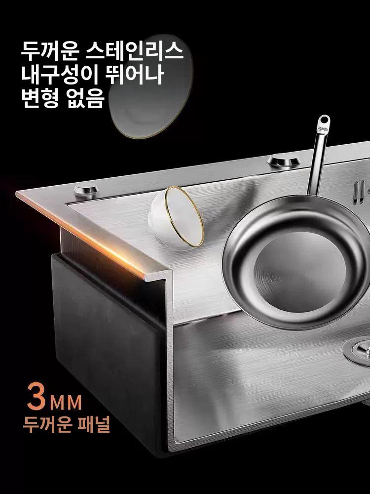 스테인리스 사각싱크볼 언더마운트 카페용 세트 매립형 씽크대 개수대 사각씽크볼 - 상세 이미지 3
