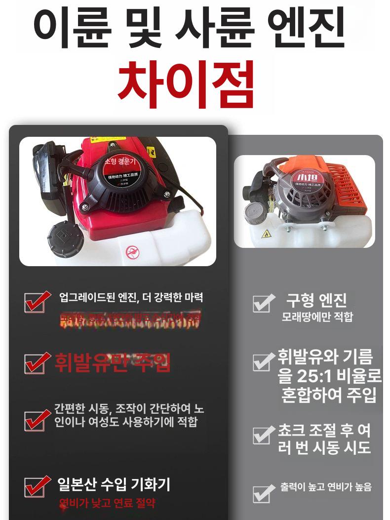 경운기 소형트렉터 농업용 토양 밭갈이 텃밭 관리기 배토기 로타리 밭가는기계 로터리 - 상세 이미지 3