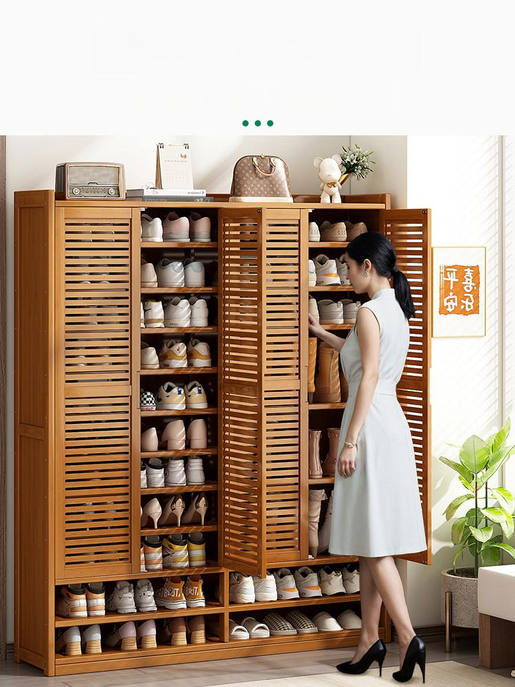 원목 신발장 대용량 다층 가정용 수납장 엔틱 서랍 경제형 대나무 캐비닛 기숙사 - 상품 이미지
