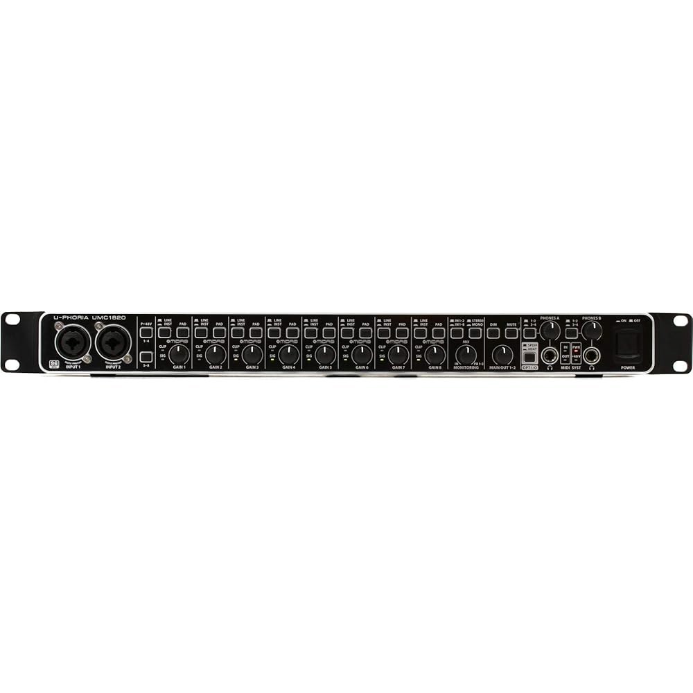 Behringer U-PHORIIA UMC1820 오디오 파일 18x20, 24비트 / 96kHz USB MIDi 인터페이스, Midas Mic 프리앰프 포함 - 상품 이미지