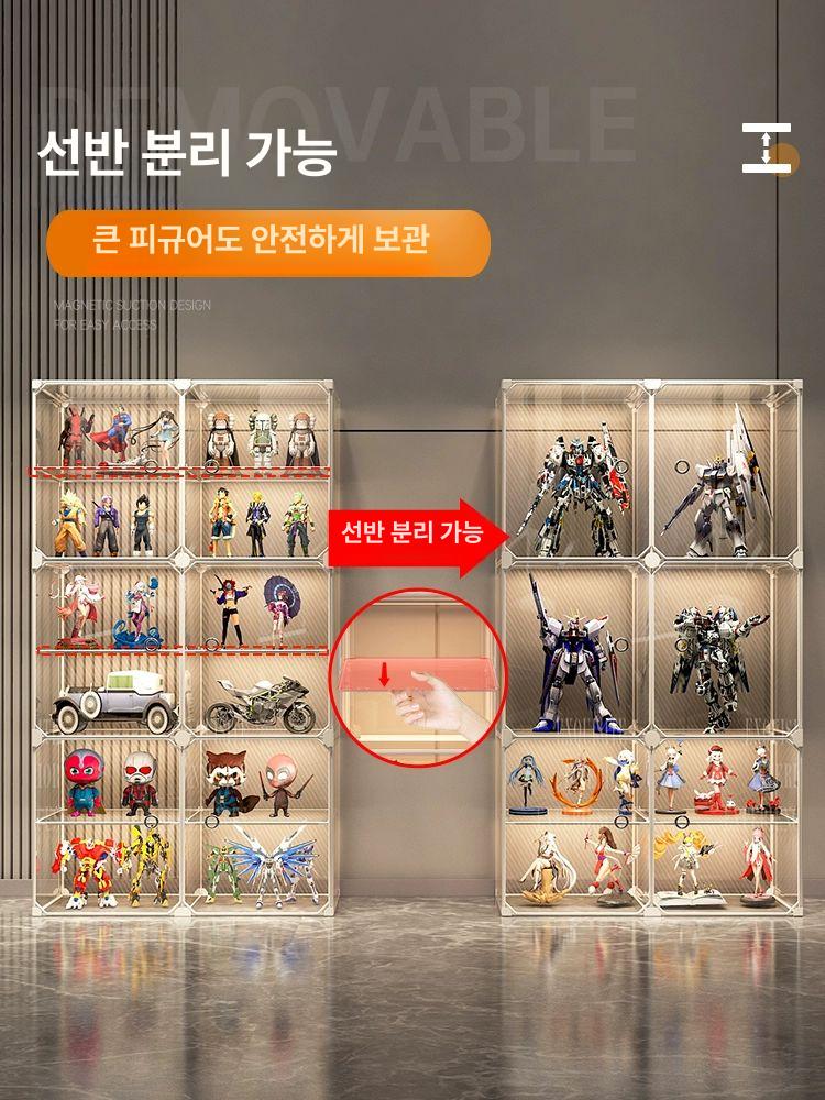 피규어장식장 케이스 아크릴 거실 아크릴장식장 투명 진열대 높이 디스플레이 진열 전시용 - 상세 이미지 3