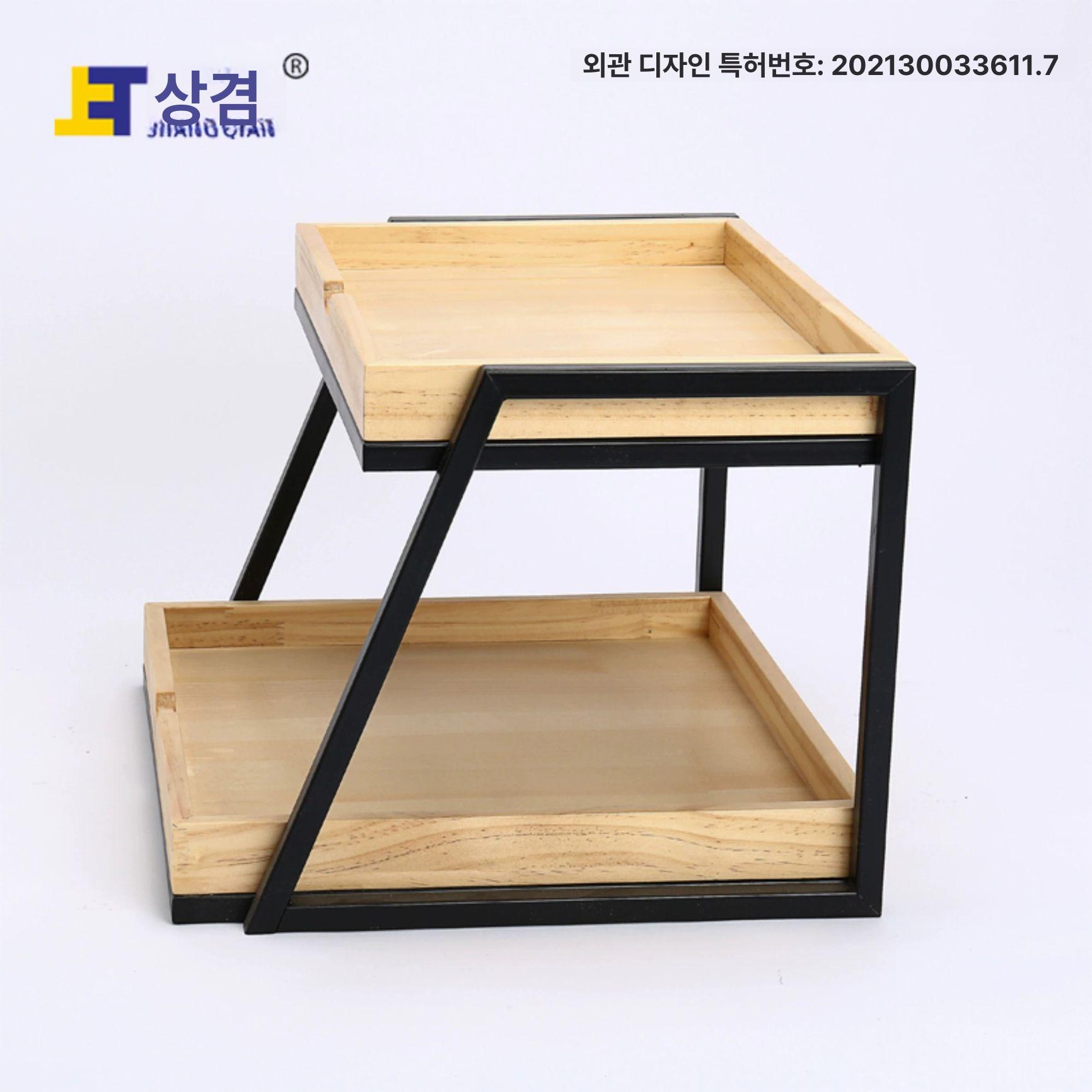 베이커리 쿠키진열대 랙 이단 제과점 쇼케이스 진열장 계단식 목재 매장 빵진열대 - 상세 이미지 3