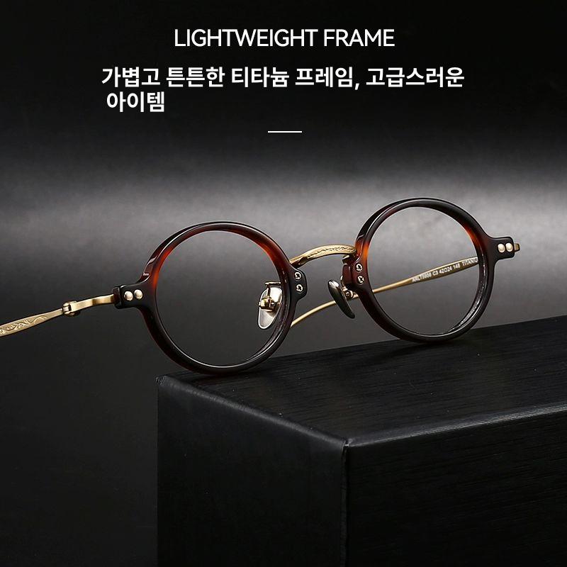 작은원형 안경테 윤여정안경 뿔테 클래식 사이즈 프레임 빈티지 복고풍 남녀 긱시크 - 상세 이미지 3