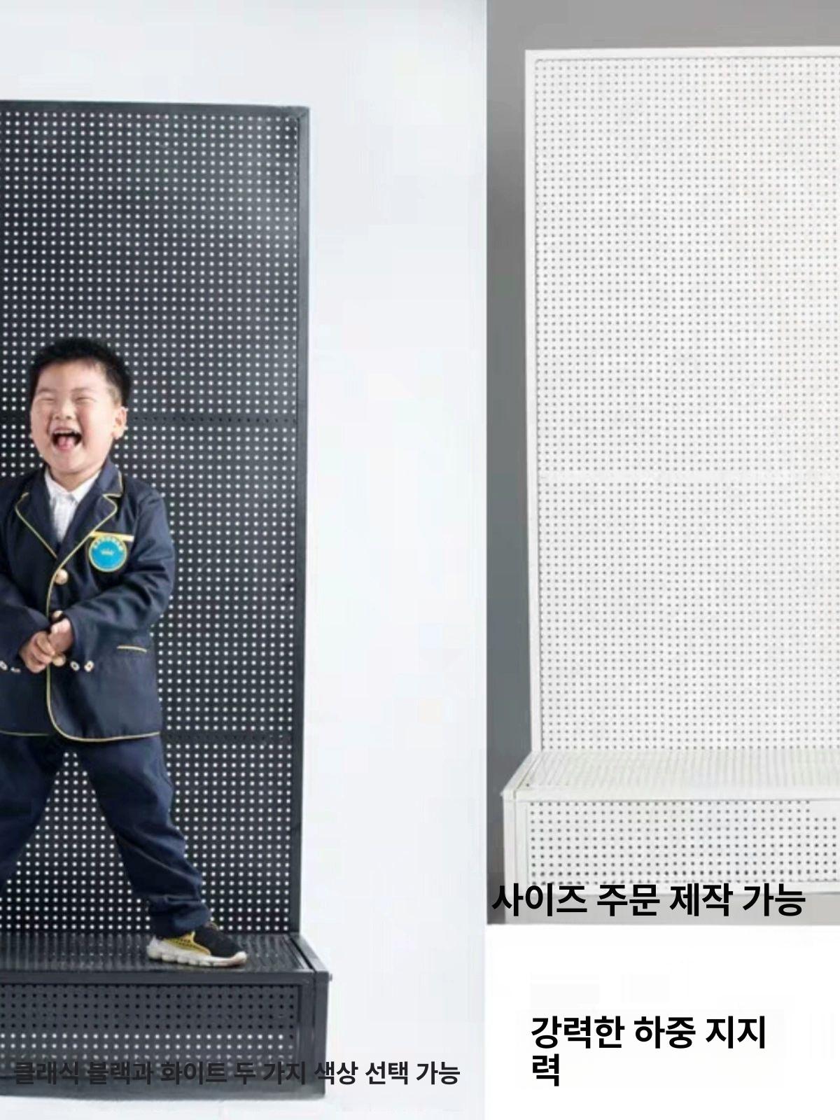 컬러 타공판 철판 매대 정리대 가벽 소품걸이 선반 이동식 거치대 수납 철제 상품 책상 - 상세 이미지 5