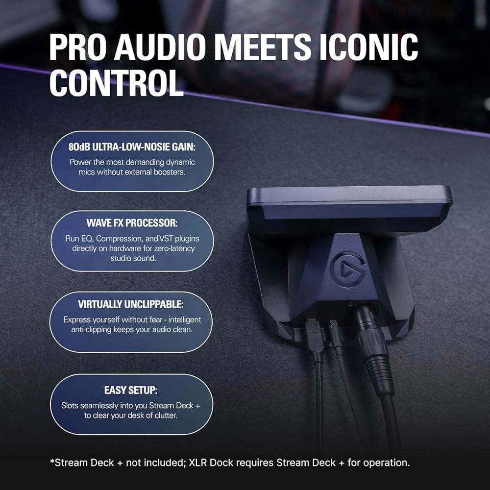 스트림 덱 +, 80dB 게인, 팬텀 파워, 클립가드, 온보드 이펙트, USB-C를 위한 Elgato XLR 도크 MK.2 u2013 오디오 인터페이스 액세서리, 모든 마이크와 - 상세 이미지 2
