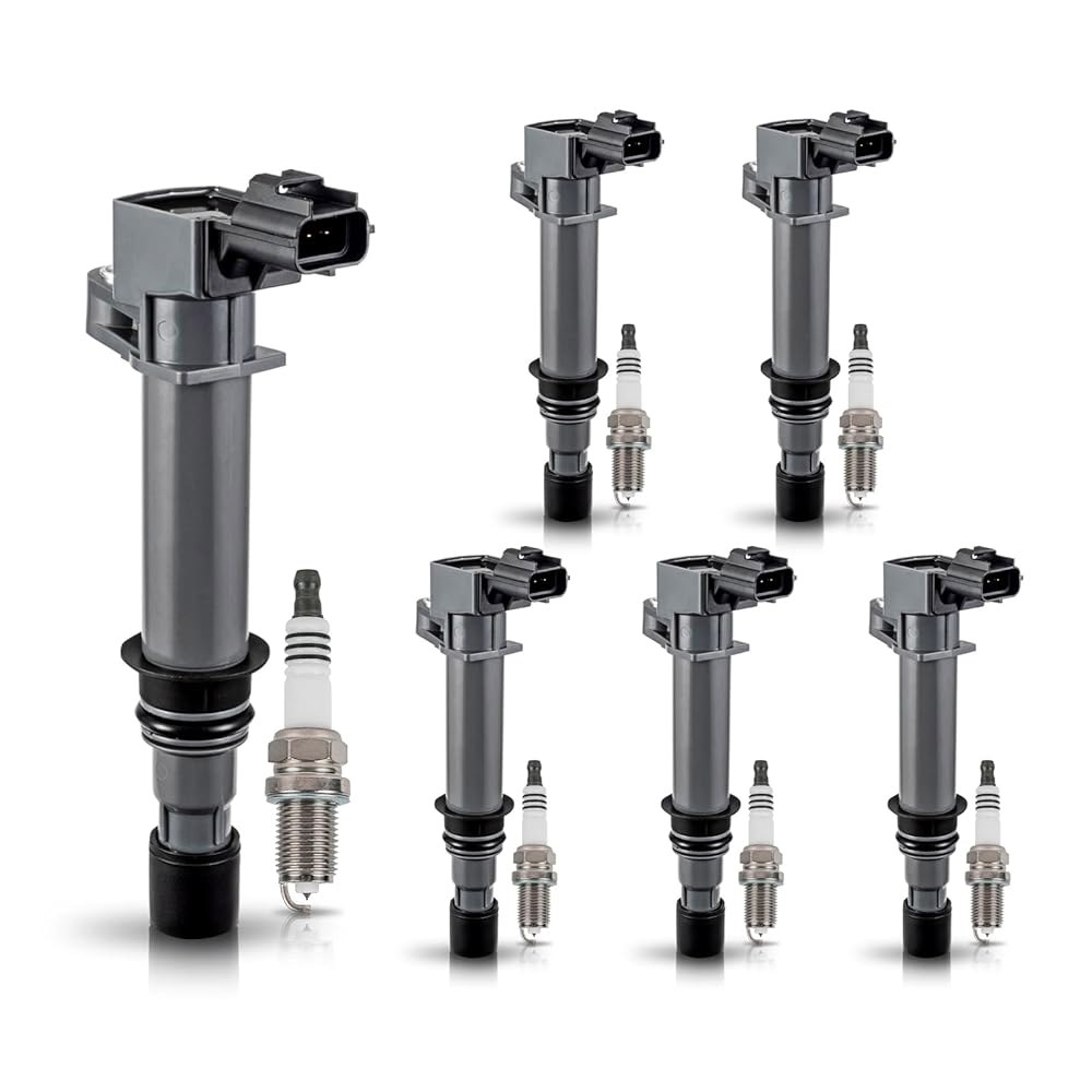 ENA 팩 6 UF270 점화 코일 및 4504 스파크 플러그 3.7 V6 2002 2003 2004 2005 2006 2007 2008 닷지 지프 미쓰비시 리버티 그랜드 체로키 - 상품 이미지