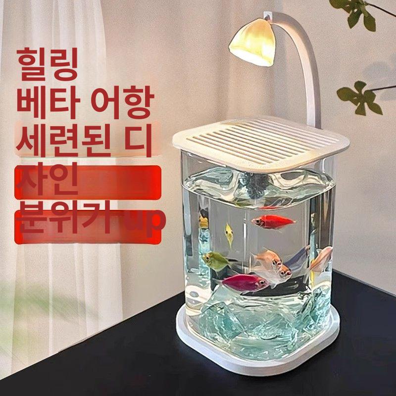 미니어항 미니수족관 인테리어 장식 물고기 거실 아크릴 미니수조 수초 물멍 프레임 - 상세 이미지 2