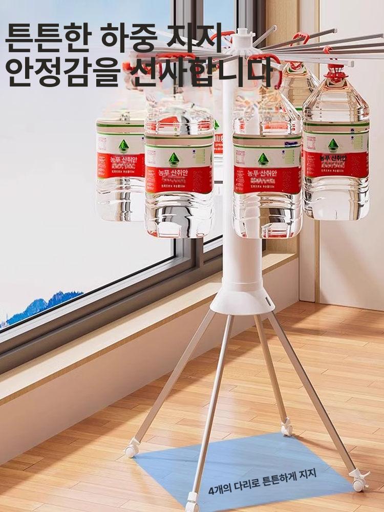 3단원형빨래건조대 건조대 접이식 이중 다용도 수건 실내 원룸 베란다 빨랫대 회전 집게 - 상세 이미지 5