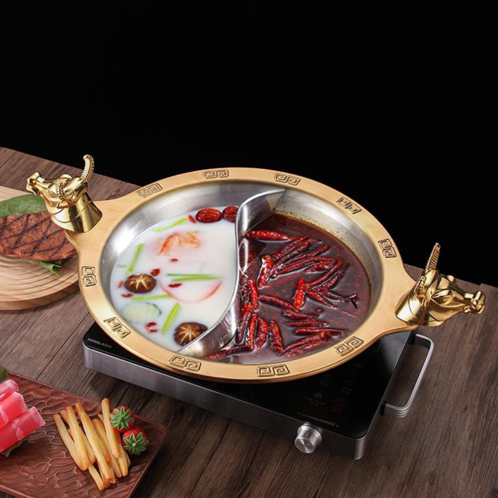 반반 훠궈냄비 양단 샤브샤브 전골 샤브냄비 인덕션가능 나눔 가정용 비대칭 - 상품 이미지