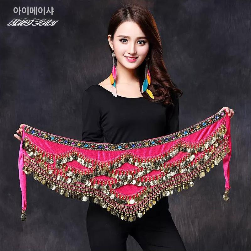 벨리댄스 힙스카프 댄스복 치마 벨리댄스의상 공연복 벨리 댄스 여성용 체인 공연 스팽글 이미지 6