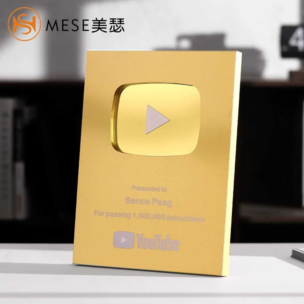 유튜브 골드 실버 인플루언서 장식 구독자 선물 버튼 액세서리 영상 라운드 사진 - 상세 이미지 3