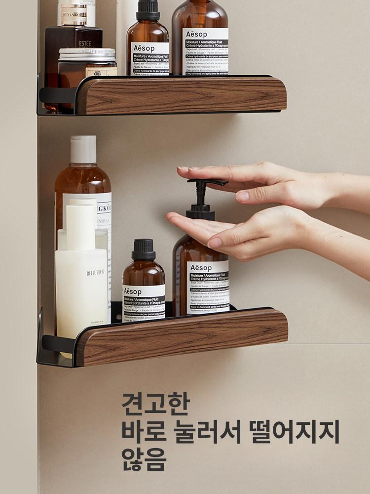 원목 욕실코너선반 정리대 수납장 정리함 모서리 거치대 욕실선반 단층 삼각대 - 상세 이미지 4