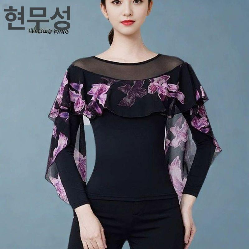줌바 라인 댄스복상의 무대의상 댄스옷 사교 방송 스포츠 라틴 모던 왈츠 - 상세 이미지 4