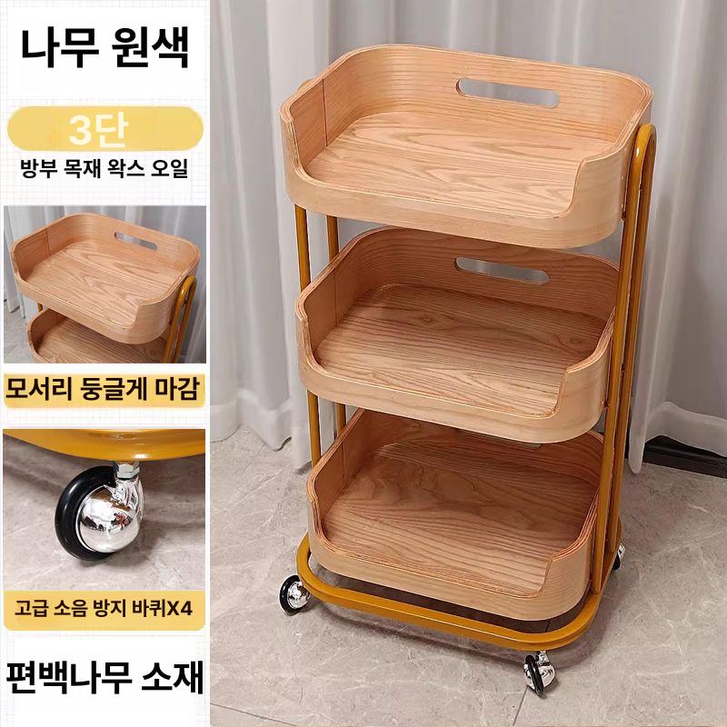 서빙카트 원목트롤리 레스토랑 가정용 미용실 식당카트 왜건 선반 엔틱 수납 빈티지 - 상세 이미지 3