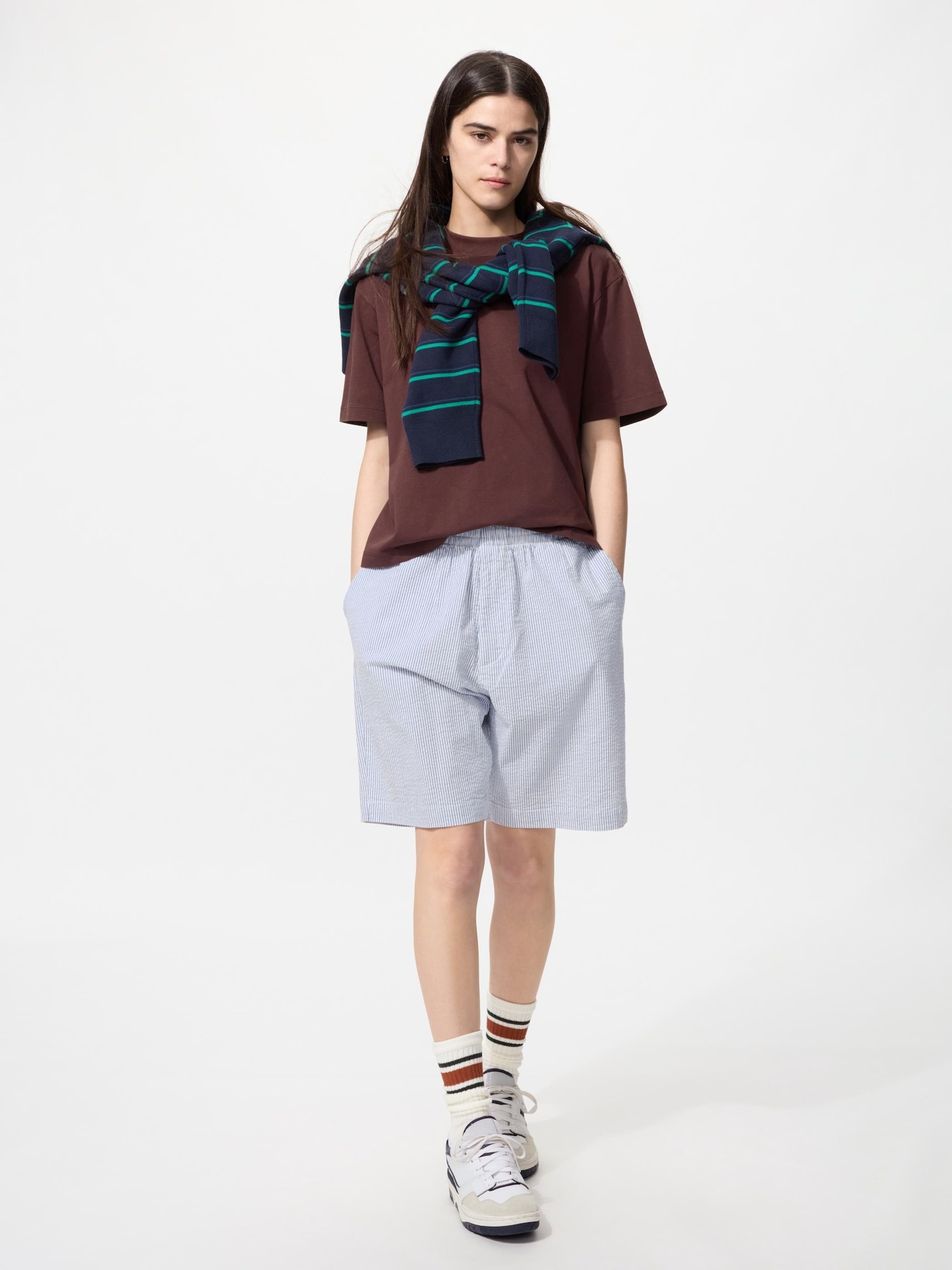 유니클로 스트레치 이지 쇼트 팬츠 시어서커 26SS 남성 여성 여름 반바지 편안한 통기 - 상세 이미지 5