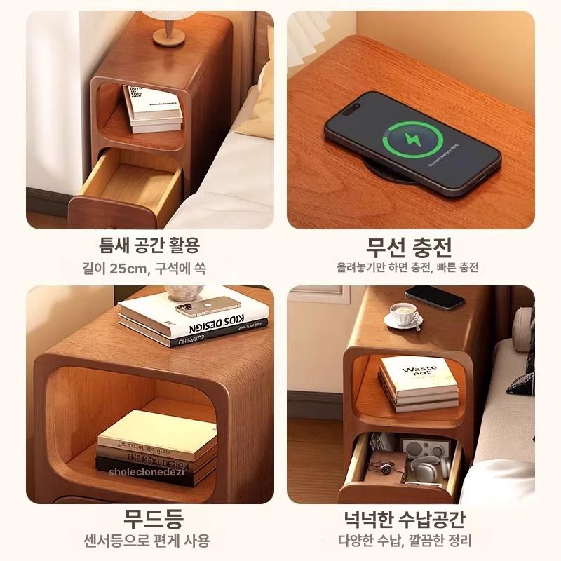 서랍장 협탁 침실 수납 선반 사이드테이블 서랍 우드 소파 인테리어 수납장 소형 침대 엔틱 - 상세 이미지 2