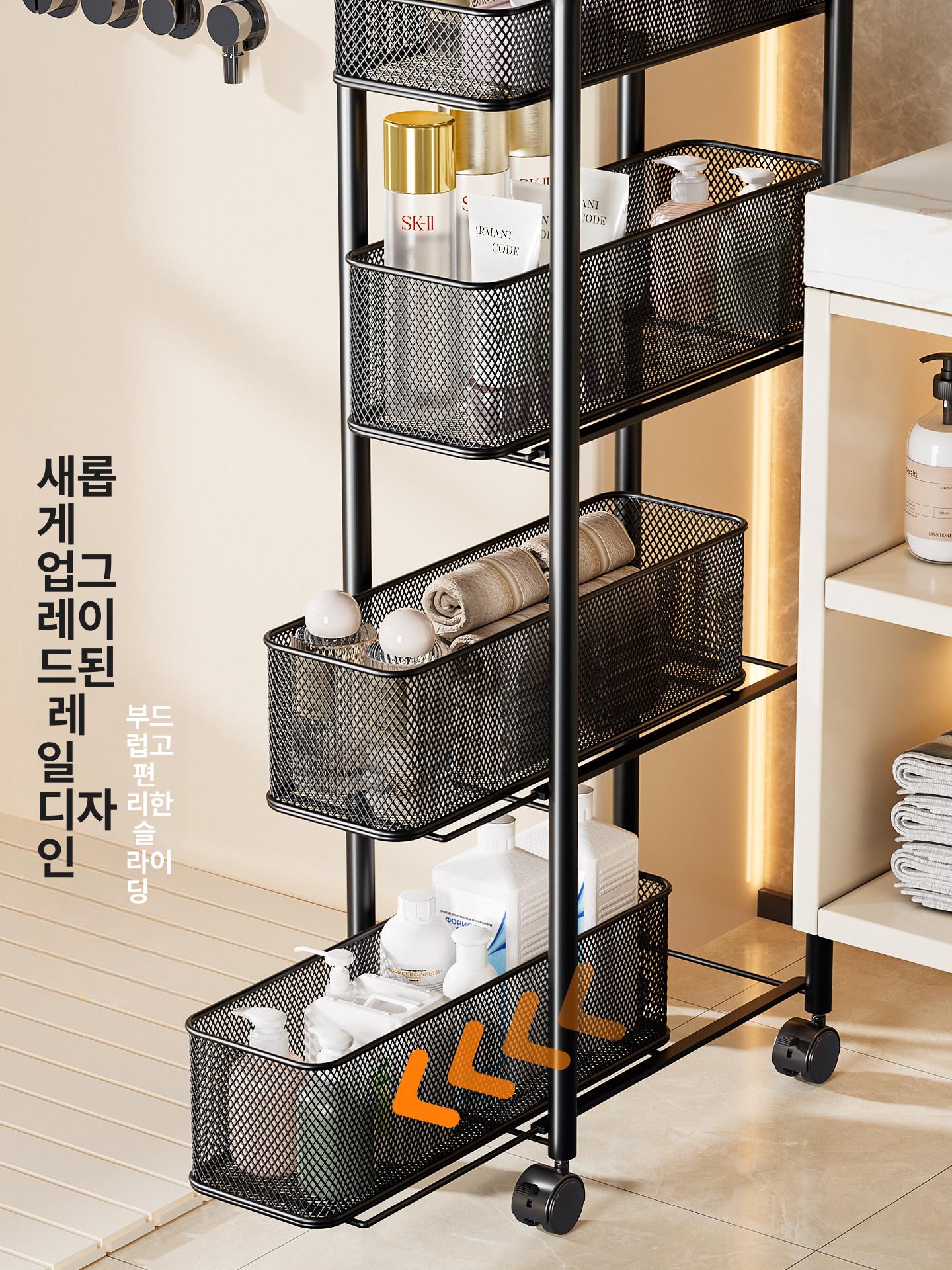선반 틈새수납장 이동식 다용도 보관 정리함 바퀴달린 주방 냉장고틈새 서랍형 - 상세 이미지 2