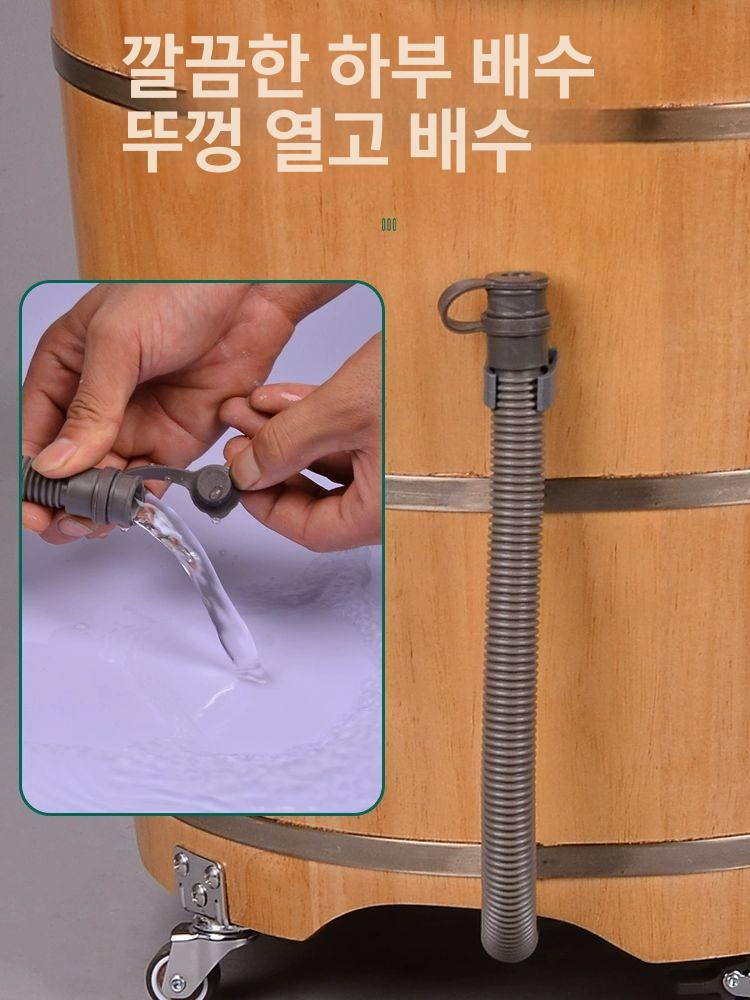 원목 히노끼족욕 가정용 원형 천연 히노끼탕 욕기 고무나무 발 족탕 나무 마사지 대야 - 상세 이미지 4
