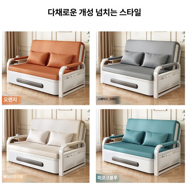 1인용 접이식소파베드 수납형 원룸 수납 싱글 침대 원목 다기능 베드 거실 패브릭 슬라이딩 - 상세 이미지 5