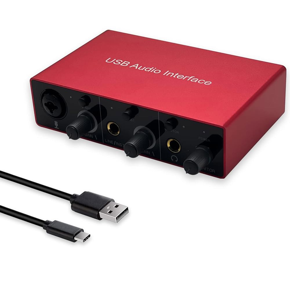 마이크 프리앰프 USB 오디오 믹서 레코더가 장착된 인터페이스 48V 팬텀 전원, 24비트, 지원 태블릿, 컴퓨터 및 기타 장비 녹음 NO DAW 소프트웨어 포함 AR001 - 상품 이미지