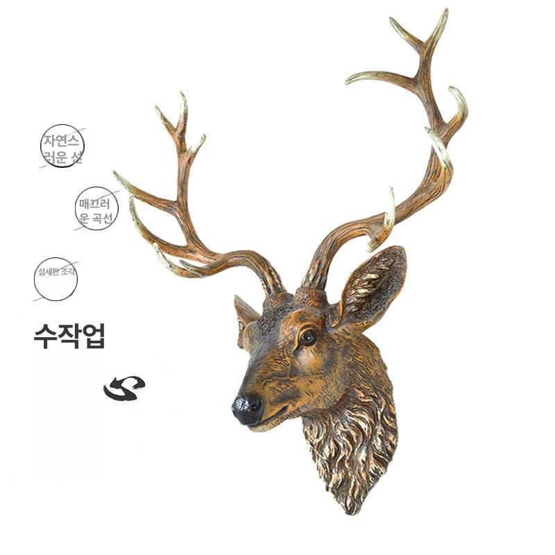 장식소품 헌팅트로피 사슴머리 벽걸이 거실 장식품 인테리어 모형 북유럽 벽장식 - 상세 이미지 2