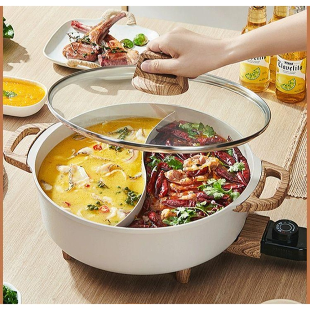 반반냄비 전기훠궈냄비 샤브샤브그릴 홈파티 전골냄비 쿠커 다기능 다용도 조리기구 - 상품 이미지