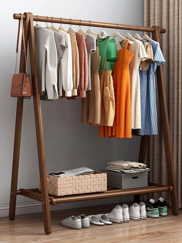 목재 나무행거 북유럽 매장용 고정식 행거 인테리어 코트랙 스탠드 상품 나무 단층 원목 - 상세 이미지 2