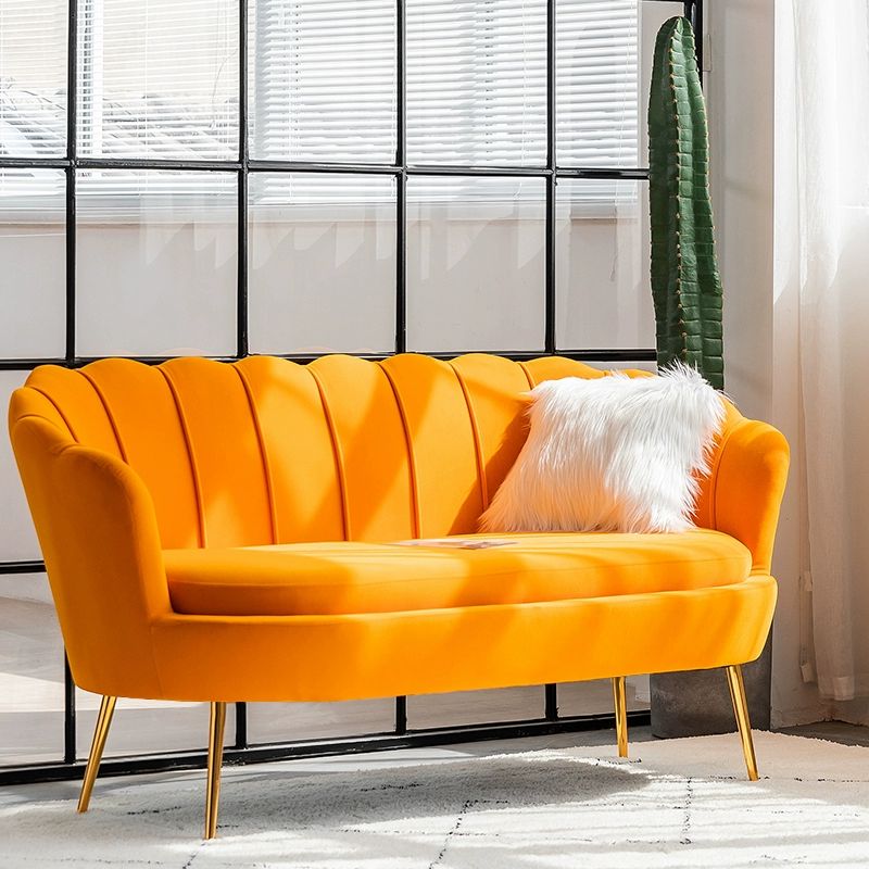 북유럽 벨벳소파 등받이 웨이팅 오렌지 체어 대형 안락 매장 쇼파 싱글 인테리어 벨벳 소파 - 상세 이미지 4