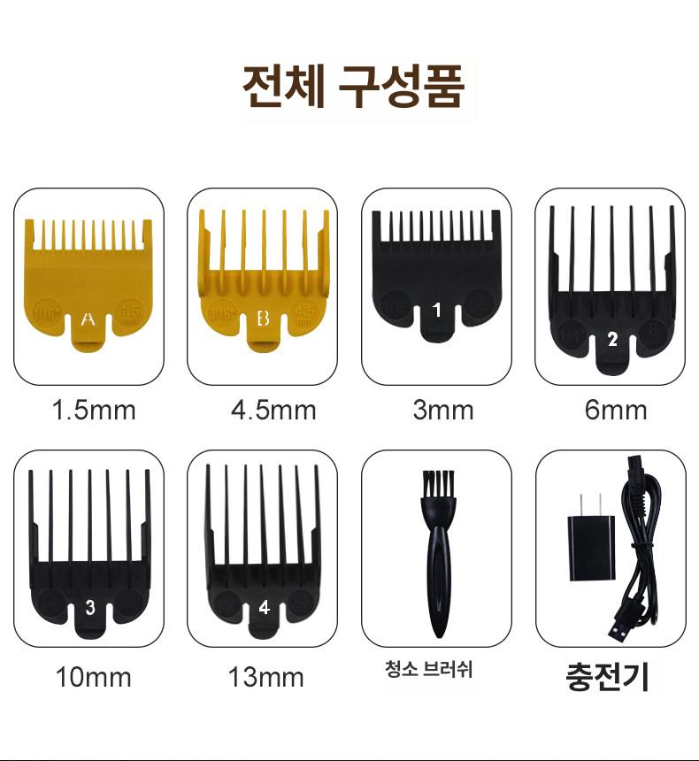 그루밍 클리퍼 전동 전문가용 이발기 반려동물 삭발용 털 깎기 털깎이 트리머 미용기 헤어 - 상세 이미지 4