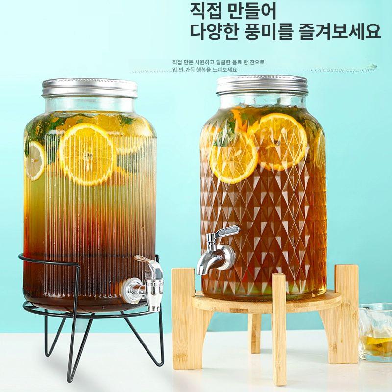캠핑 파티 유리 탄산 음료 주스 생수 워터저그 디스펜서 과일청 내열 보틀 - 상세 이미지 5
