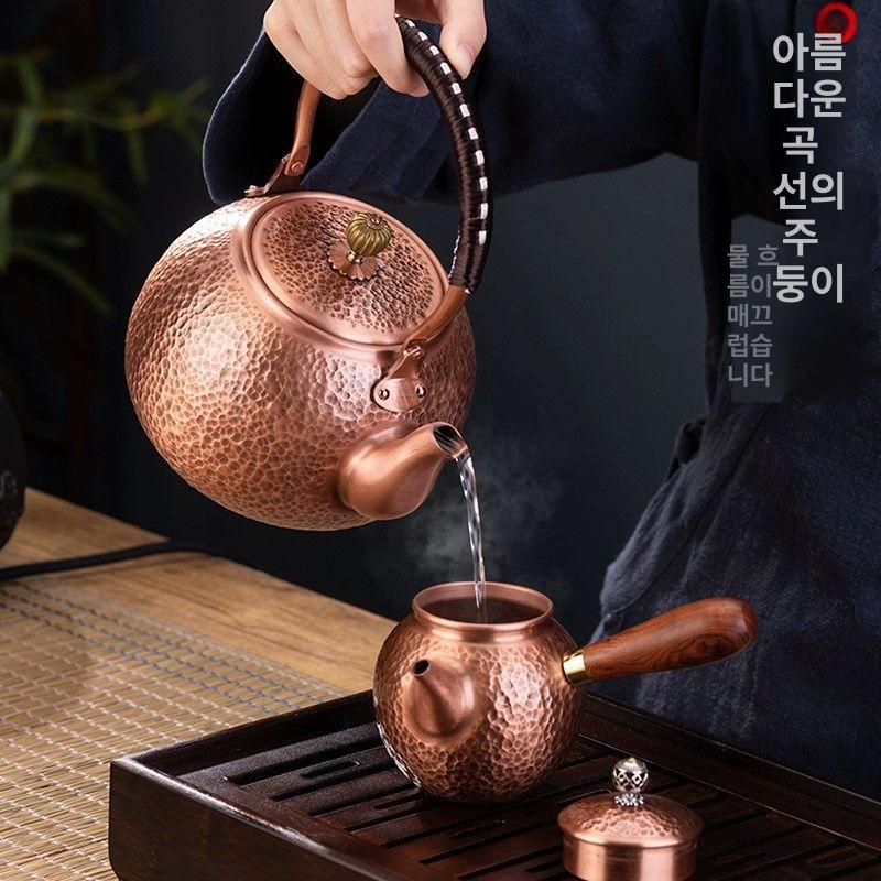 빈티지 주전자 핸드메이드 구리 수공예 커피 옛날 황동 동주전자 가정용 소품 앤틱 커피포트 - 상세 이미지 3