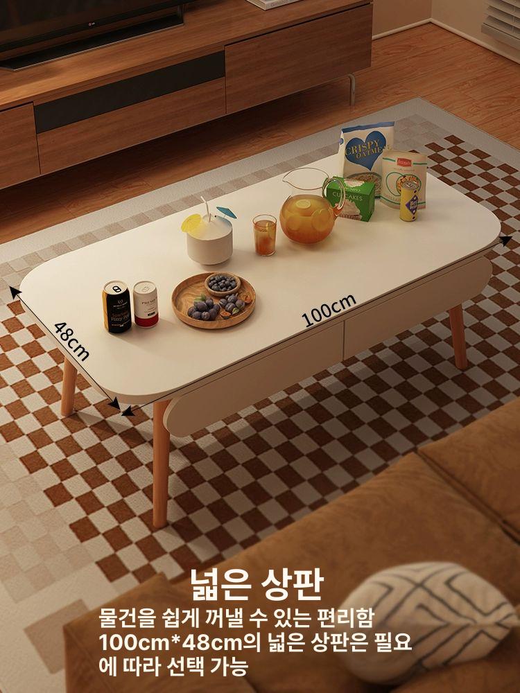 서랍 거실수납테이블 원목거실좌탁 원목거실테이블 커피 소파테이블 원형 - 상세 이미지 3