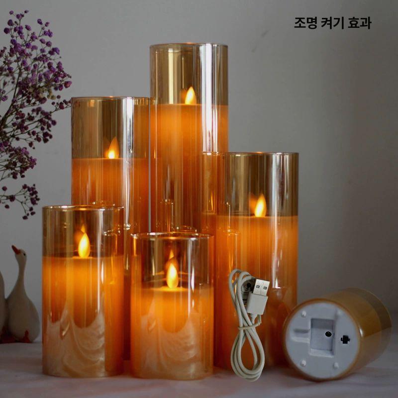LED 촛불 충전식 파티 램프 빛 웨딩 깜박이는 무드등 전자 불꽃없는 결혼식 제어 데코 - 상세 이미지 2