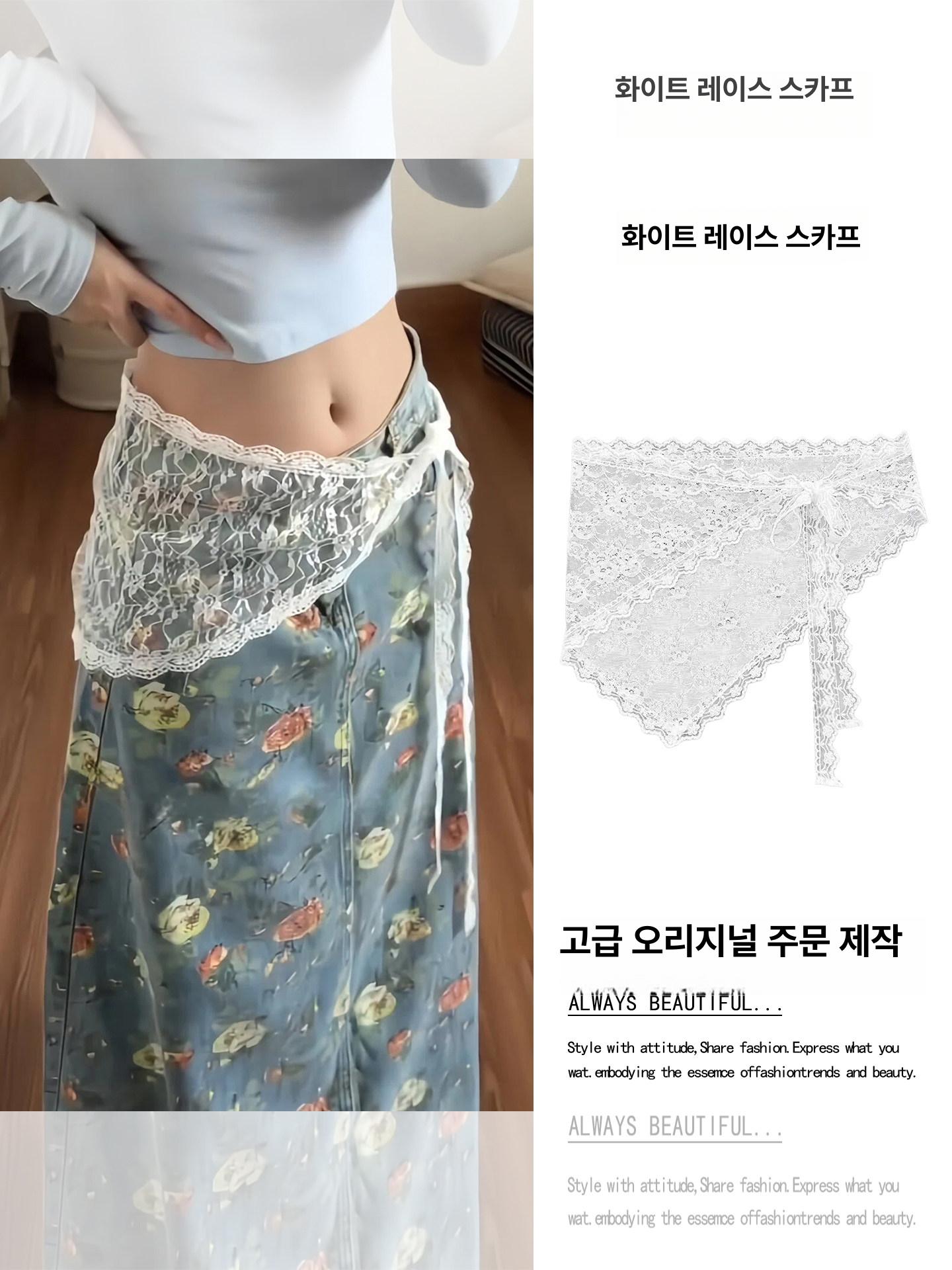 레이어드 스커트 시스루 레이스 랩 치마망사 - 상세 이미지 2